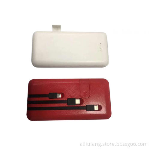 10000mAh cable connected power bank